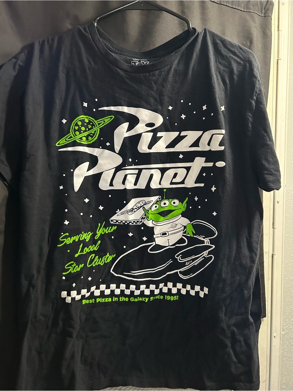 Disney Black Pizza Planet Alien Graphic Tee - Green & White Accents